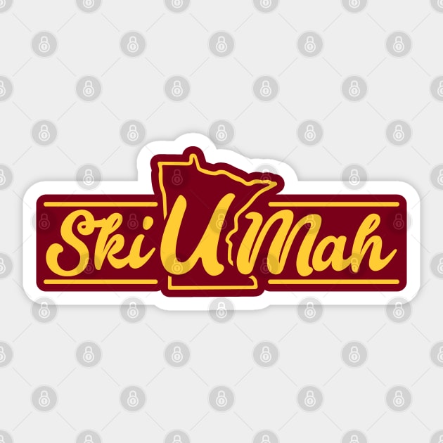 Ski-U-Mah - Cursive Sticker by Josh Wuflestad